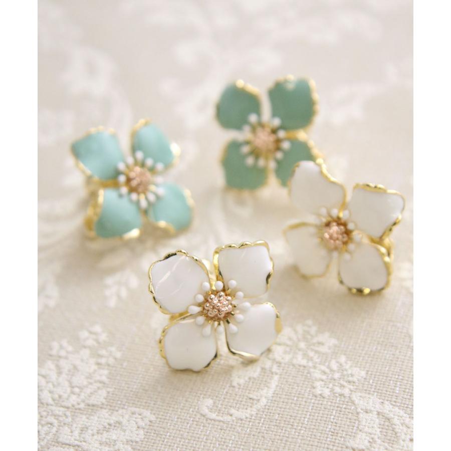 ヴァンテーヌ SALE ピアス イヤリング フラワー エナメル調 大ぶり