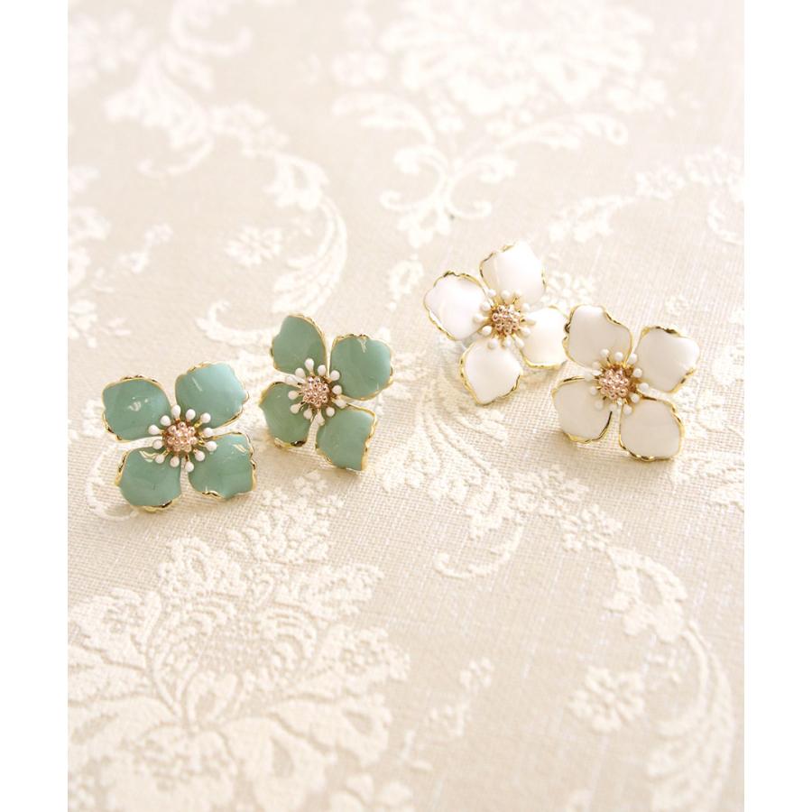 ヴァンテーヌ SALE ピアス イヤリング フラワー エナメル調 大ぶり