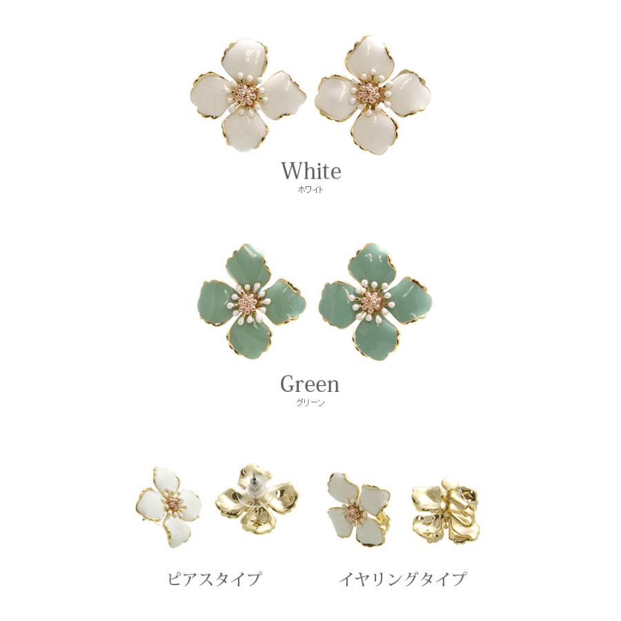 ヴァンテーヌ SALE ピアス イヤリング フラワー エナメル調 大ぶり