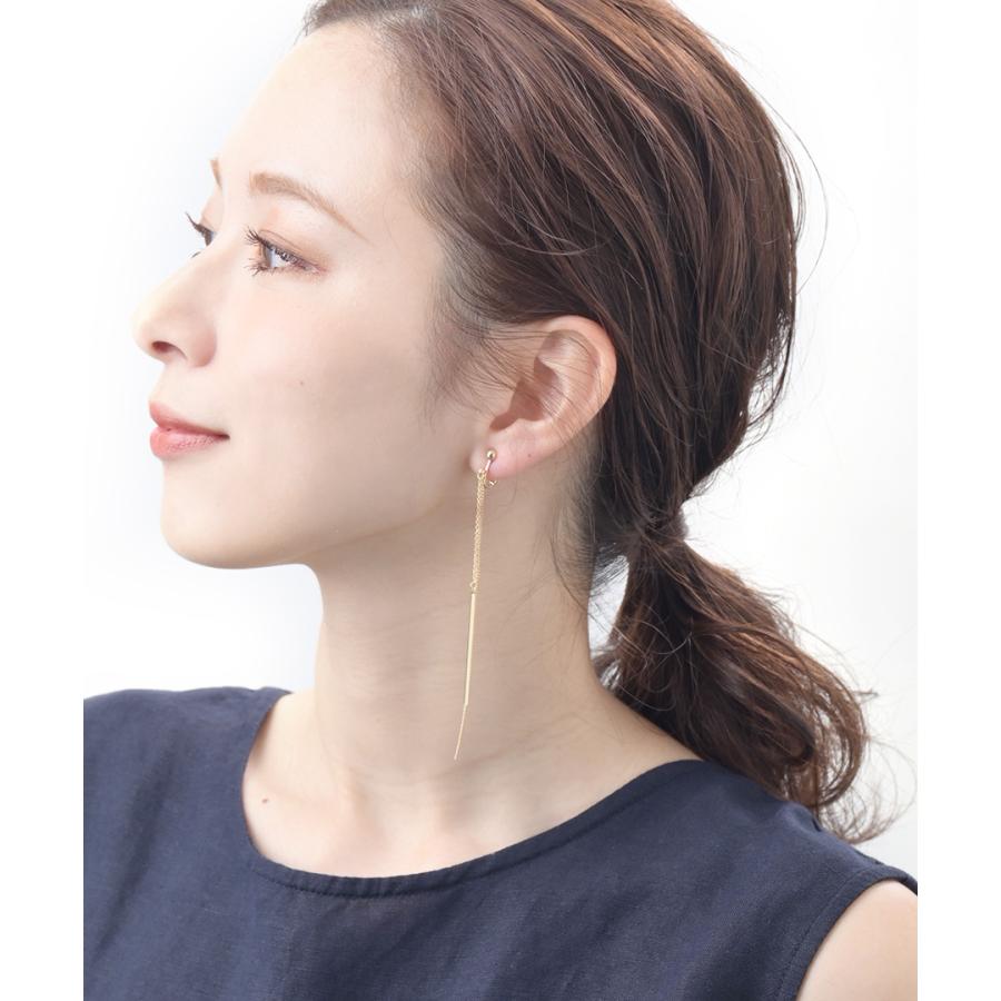 ヴァンテーヌ ピアス イヤリング チェーン バー 2連 ロング チタン