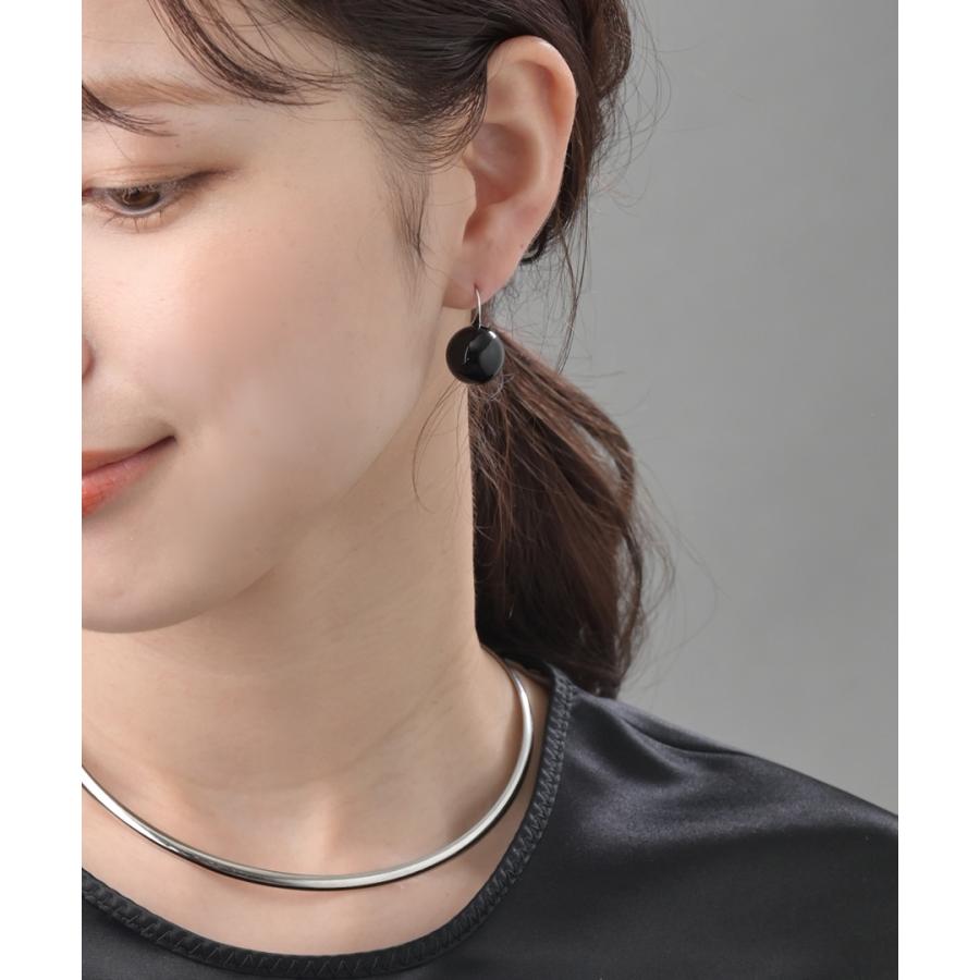 ヴァンテーヌ 14mm ブラックボール フックピアス シンプル モード 上品