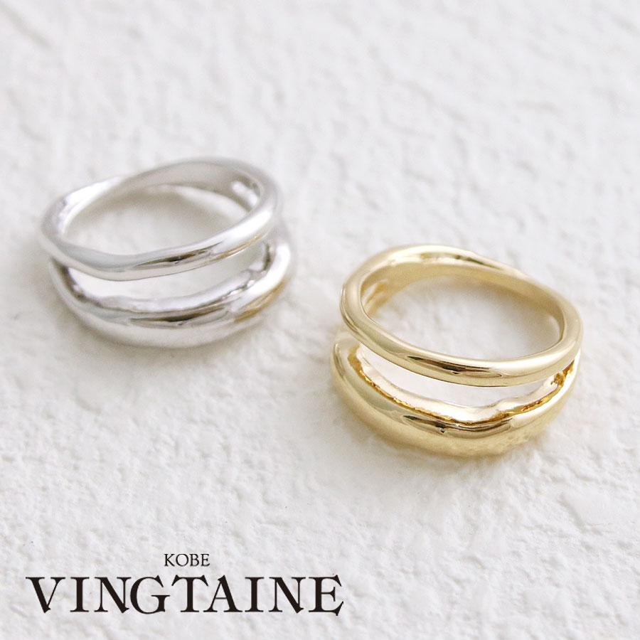 2連風カジュアルリング ボリューム 大人っぽい カジュアル 指輪 女性