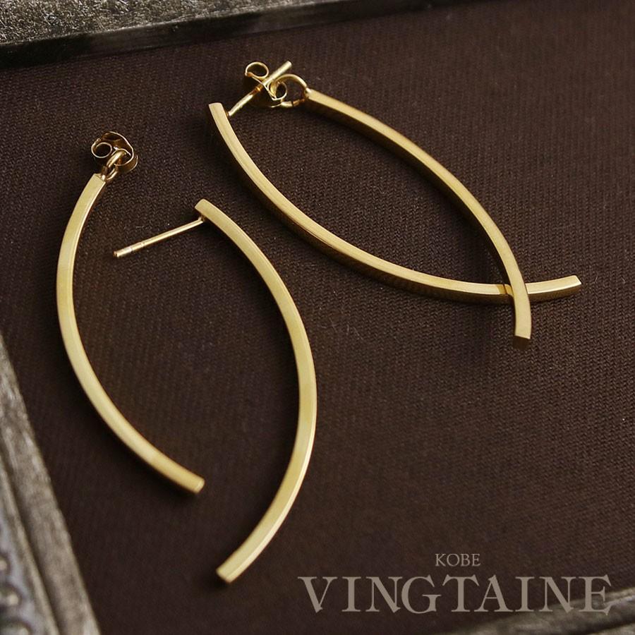 18K 刻印あり ヴィンテージロングデザインピアス