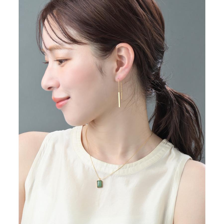 ヴァンテーヌ グリーン ストーン ネックレス ステンレス レディース