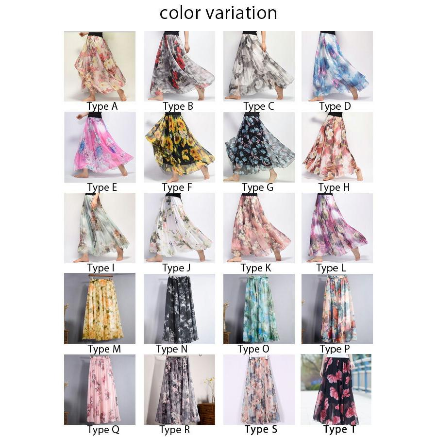 sale 花柄 シフォン スカート マキシ丈 ロングスカート 夏 ロング
