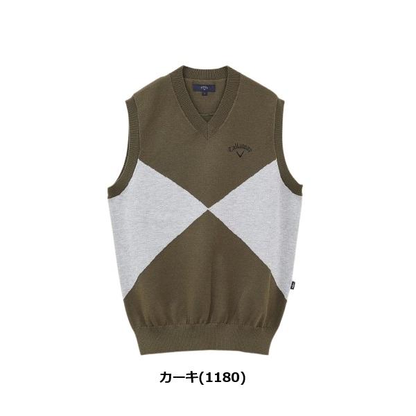 キャロウェイ メンズ ゴルフウェア ベスト アーガイル 綿タッチ Vネックニット C24119102 Callaway Golf  【2024年春夏モデル】 Callaway キャロウェイ メンズ ゴルフウェア ベスト アーガイル 綿