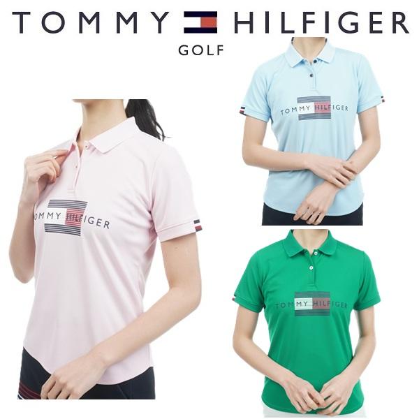 トミーヒルフィガー ゴルフ レディース フロントフラッグ プリント ポロシャツ TOMMY HILFIGER THLA314