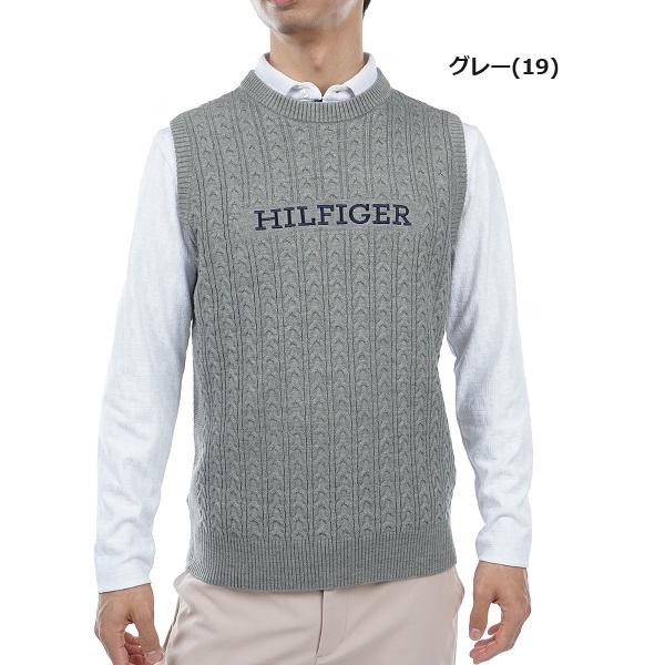 トミーヒルフィガー ゴルフ メンズ ケーブルクルーネックニットベスト   GOLF THMA354 2023年秋冬モデル TOMMY HILFIGER GOLF（トミー ヒルフィガー ゴルフ） トミー