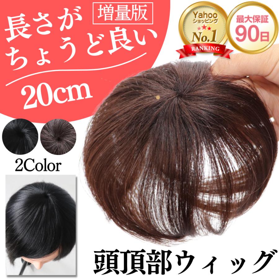 頭頂部ウィッグ 15cm ダークブラウン ヘアピース つけ毛 部分かつら 自然