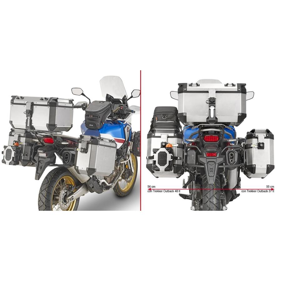 バイク バッグ パニアケース GIVI トレッカー アウトバック 37/48リットル シルバー 左右セット|vio0009|02