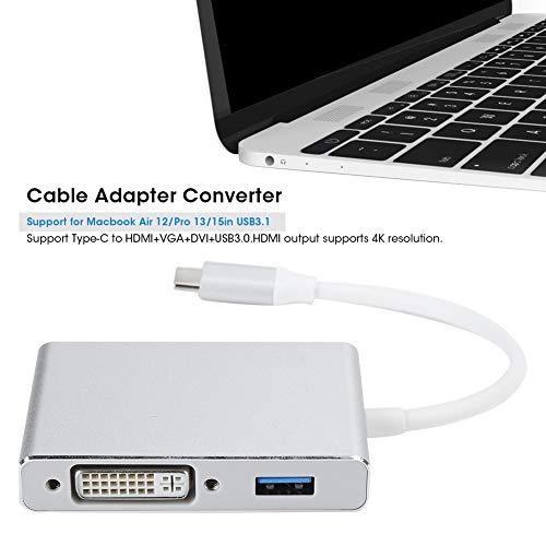 在庫限り即納 Cuifatiケーブルアダプターコンバーター、USB 3.0多機能アダプターコンバーター、4 in 1 TypeC USBC-HDMI DVI VGAケーブルアダプターコンバーター、ノートパ