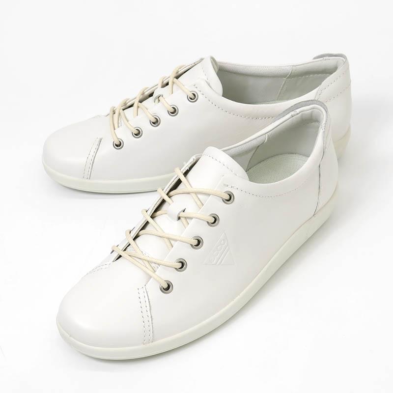 美品 ECCO エコー レザースニーカー 厚底 ホワイト 38 ecco（エコー） スニーカー レディース ソフト SOFT 2.0 レザー 靴