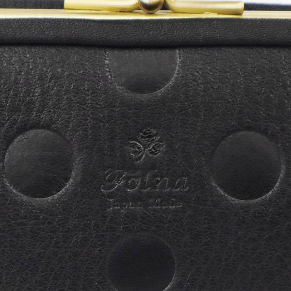 Folna フォルナ 二つ折り財布 ウッドボール ドット型押し 親子がま口