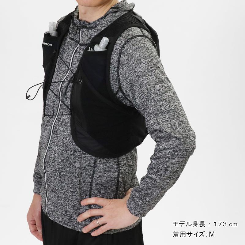 SALOMON ランニングベスト ブラック SALOMON（サロモン） ランニングベスト ACTIVE SKIN4 フラスク付