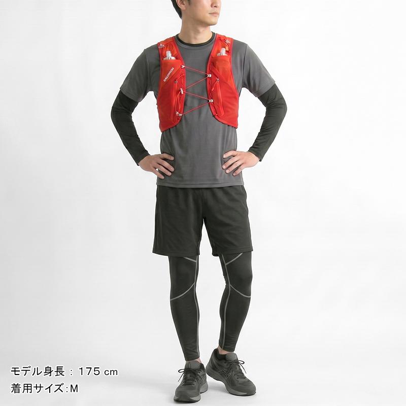 Salomon ランニングベスト Advanced skin 12L 黒/赤 SALOMON（サロモン） ランニングベスト ADV SKIN 12 SET フラスク付