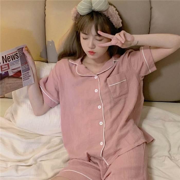 パジャマ レディース シャツ パンツ ショート丈 半袖 襟付き 上下セット お得 かわいい 部屋着 ルームウェア 人気 大人可愛い シンプル | 