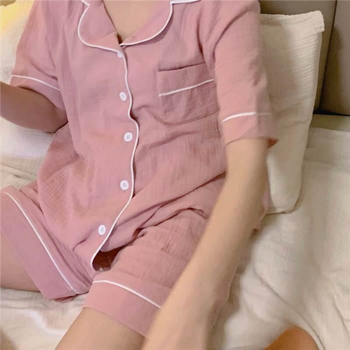 パジャマ レディース シャツ パンツ ショート丈 半袖 襟付き 上下セット お得 かわいい 部屋着 ルームウェア 人気 大人可愛い シンプル |  | 04