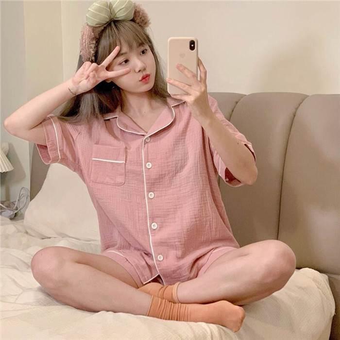 パジャマ レディース シャツ パンツ ショート丈 半袖 襟付き 上下セット お得 かわいい 部屋着 ルームウェア 人気 大人可愛い シンプル |  | 08