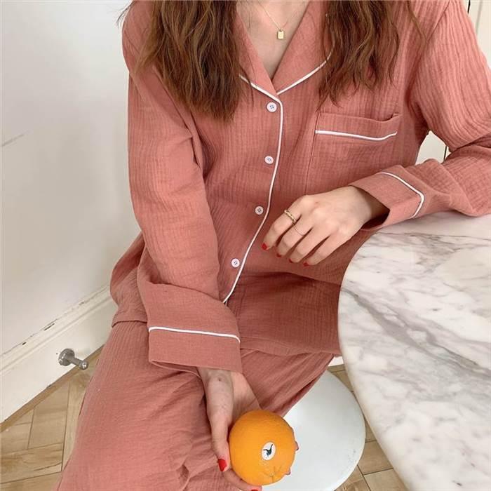 ルームウェア レディース パジャマ 部屋着 寝巻き ロング ロング丈 袖あり 長袖 Vネック 襟付き スリム ストレート Iライン 前開き かわいい |  | 13