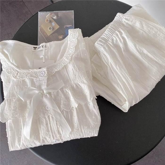 パジャマ ルームウェア 長袖 長ズボン フリル リボン パジャマレディース ワンサイズ コットン 綿 秋 冬 新作 暖か プリンセス キュート アウター |  | 17