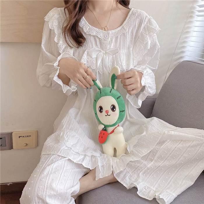 パジャマ ルームウェア 長袖 長ズボン フリル リボン パジャマレディース ワンサイズ コットン 綿 秋 冬 新作 暖か プリンセス キュート アウター |  | 09