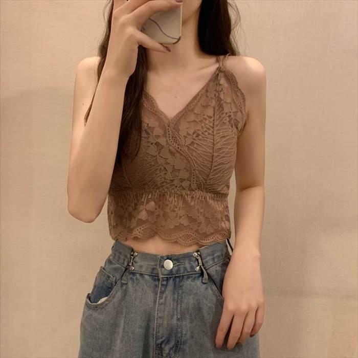 レディース インナーウエア トップス レース キャミソール ホワイト ブラック アプリコット ブラウン グリーンボトミング シャツ セクシー |  | 13