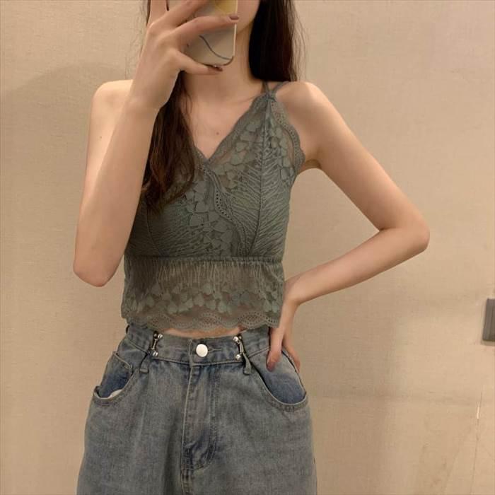 レディース インナーウエア トップス レース キャミソール ホワイト ブラック アプリコット ブラウン グリーンボトミング シャツ セクシー |  | 14