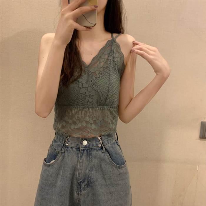 レディース インナーウエア トップス レース キャミソール ホワイト ブラック アプリコット ブラウン グリーンボトミング シャツ セクシー |  | 15