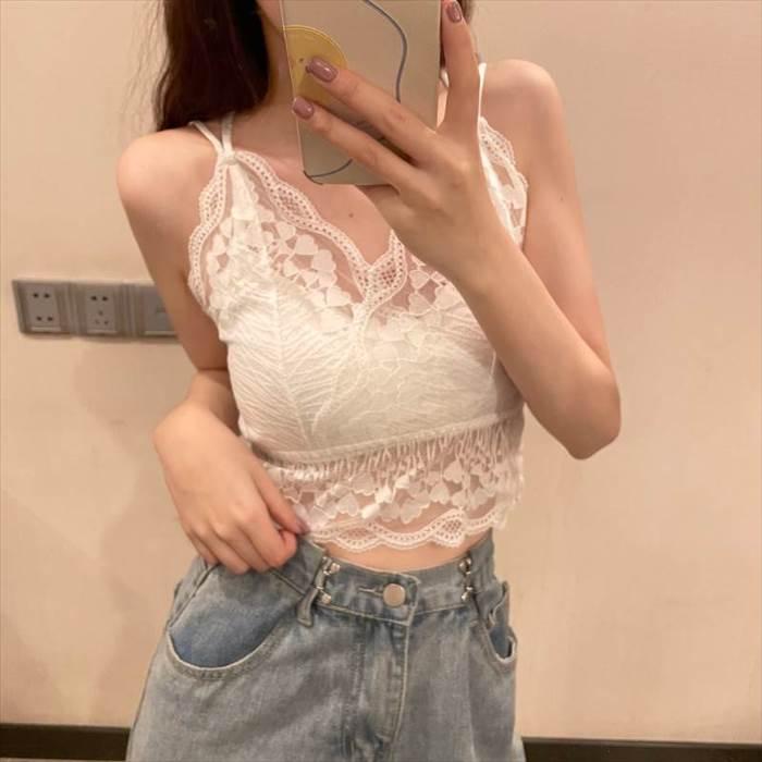 レディース インナーウエア トップス レース キャミソール ホワイト ブラック アプリコット ブラウン グリーンボトミング シャツ セクシー |  | 03