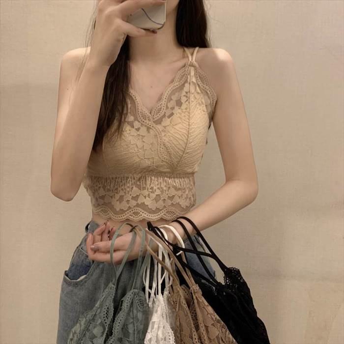 レディース インナーウエア トップス レース キャミソール ホワイト ブラック アプリコット ブラウン グリーンボトミング シャツ セクシー |  | 06