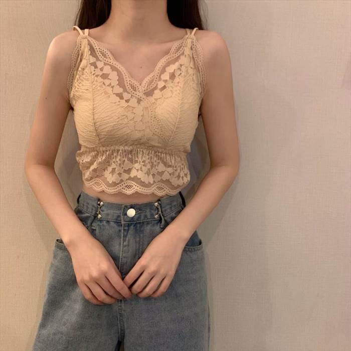 レディース インナーウエア トップス レース キャミソール ホワイト ブラック アプリコット ブラウン グリーンボトミング シャツ セクシー |  | 07