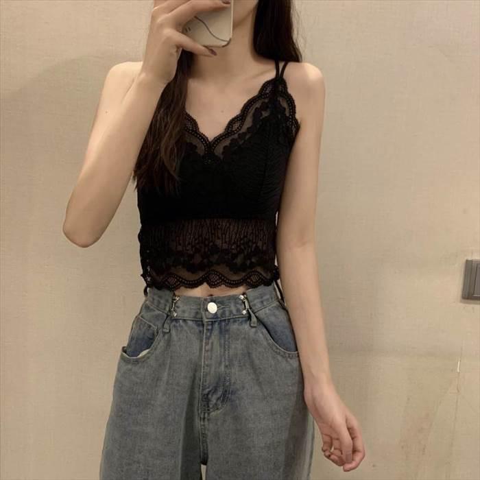 レディース インナーウエア トップス レース キャミソール ホワイト ブラック アプリコット ブラウン グリーンボトミング シャツ セクシー |  | 09