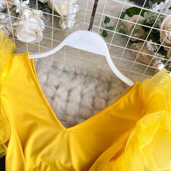 ワンピース レディース レオタード ダンスウエア 袖あり 襟なし Vネック スリム タイト 細身 ストレート レース チュール ティアード フリル 異素材MIX |  | 06