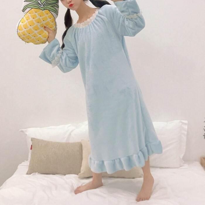 レディース パジャマ ルームウェア 部屋着 ネグリジェ お家時間 ワンサイズ 長袖 ロングスリーブ モコモコ 暖かい 秋 冬 トレンディ インポート プチプラ |  | 01