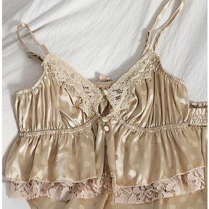 キャミソールパジャマ レディースドット 10代 20代 30代 キャミソール パンツ パジャマ キュート ストラップパジャマ 水玉 サマーパジャマ 夏 サマー |  | 12