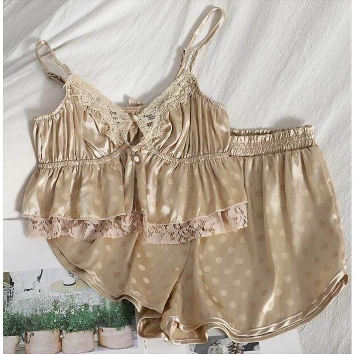 キャミソールパジャマ レディースドット 10代 20代 30代 キャミソール パンツ パジャマ キュート ストラップパジャマ 水玉 サマーパジャマ 夏 サマー |  | 01