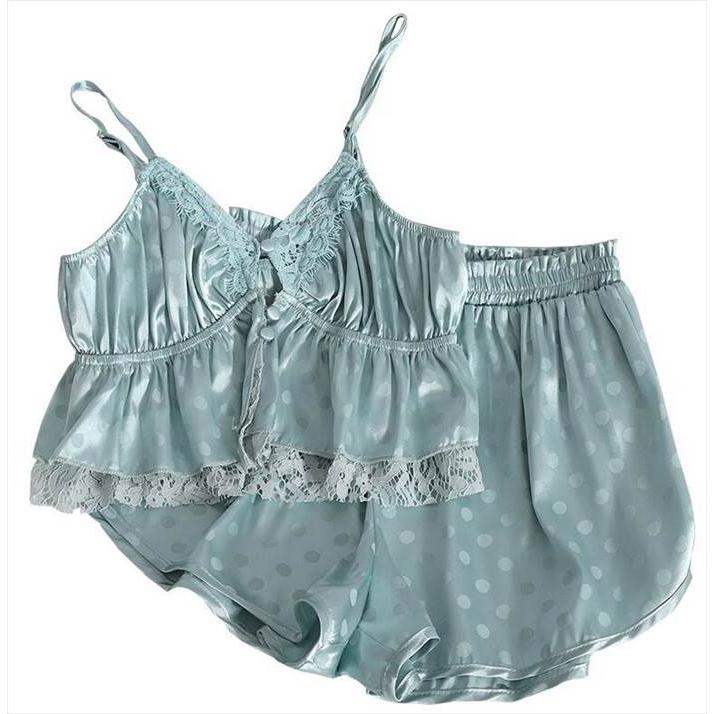 キャミソールパジャマ レディースドット 10代 20代 30代 キャミソール パンツ パジャマ キュート ストラップパジャマ 水玉 サマーパジャマ 夏 サマー |  | 02