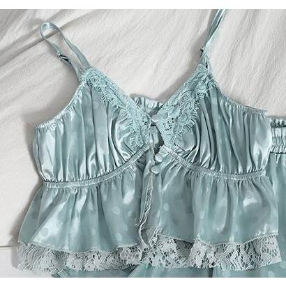 キャミソールパジャマ レディースドット 10代 20代 30代 キャミソール パンツ パジャマ キュート ストラップパジャマ 水玉 サマーパジャマ 夏 サマー |  | 08