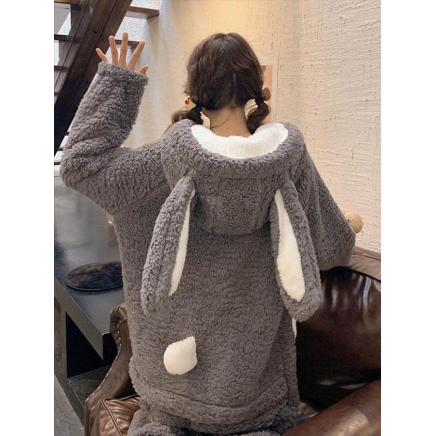 ルームウエア レディース 部屋着 寝巻き ナイトウェア 着ぐるみ コスプレ 着る毛布 袖あり 長袖  ロング丈  ロング 襟なし フード付き ふわふわ モコモコ |  | 15