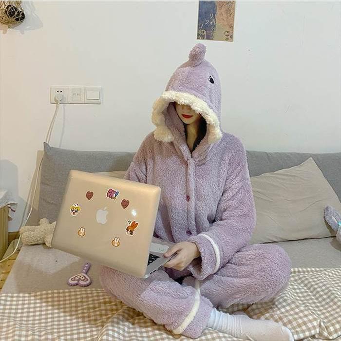 レディース ルームウエア さめ サメ 鮫 アニマル 部屋着 寝巻き ナイトウェア 着ぐるみ コスプレ 着る毛布 インスタ映え 人気商品 ホット 袖あり 長袖 |  | 13