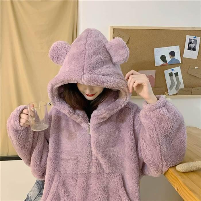 セットアップ レディース ルームウェア 部屋着 ナイトウェア 着ぐるみ 袖あり 長袖 襟なし フード付き くま耳 ポケット もこもこ モコモコ ふわふわ |  | 15