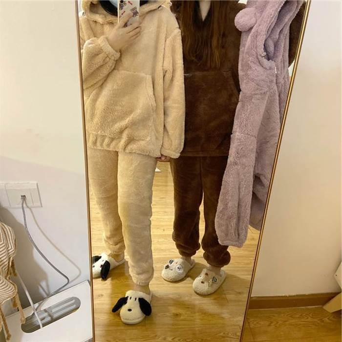 セットアップ レディース ルームウェア 部屋着 ナイトウェア 着ぐるみ 袖あり 長袖 襟なし フード付き くま耳 ポケット もこもこ モコモコ ふわふわ |  | 17