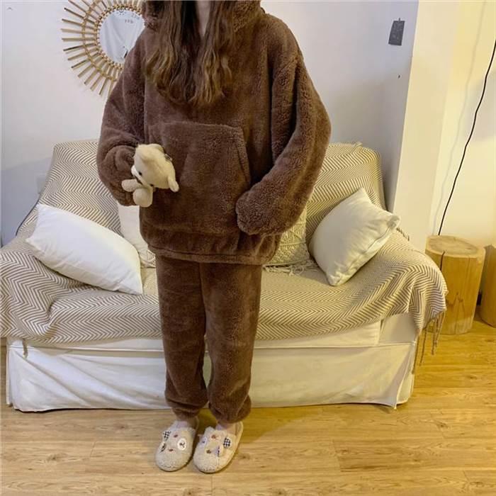 セットアップ レディース ルームウェア 部屋着 ナイトウェア 着ぐるみ 袖あり 長袖 襟なし フード付き くま耳 ポケット もこもこ モコモコ ふわふわ |  | 04