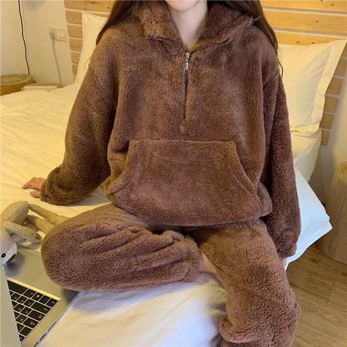 セットアップ レディース ルームウェア 部屋着 ナイトウェア 着ぐるみ 袖あり 長袖 襟なし フード付き くま耳 ポケット もこもこ モコモコ ふわふわ |  | 05