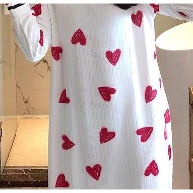 ハート柄パジャマ パジャマネ グリジェ ワンピースパジャマ 長袖 ロングスリーブ 秋 冬 トレンド トレンディ シンプル 大人かわいい お家時間 ルーズ ゆるかわ |  | 10