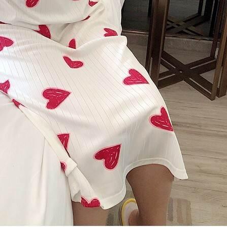 ハート柄パジャマ パジャマネ グリジェ ワンピースパジャマ 長袖 ロングスリーブ 秋 冬 トレンド トレンディ シンプル 大人かわいい お家時間 ルーズ ゆるかわ |  | 11