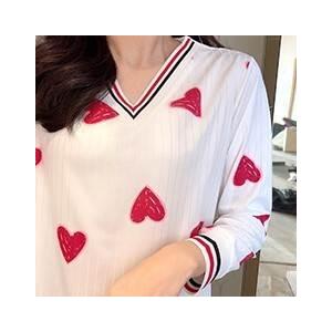 ハート柄パジャマ パジャマネ グリジェ ワンピースパジャマ 長袖 ロングスリーブ 秋 冬 トレンド トレンディ シンプル 大人かわいい お家時間 ルーズ ゆるかわ |  | 12