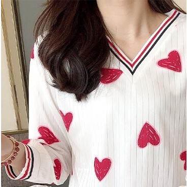 ハート柄パジャマ パジャマネ グリジェ ワンピースパジャマ 長袖 ロングスリーブ 秋 冬 トレンド トレンディ シンプル 大人かわいい お家時間 ルーズ ゆるかわ |  | 02