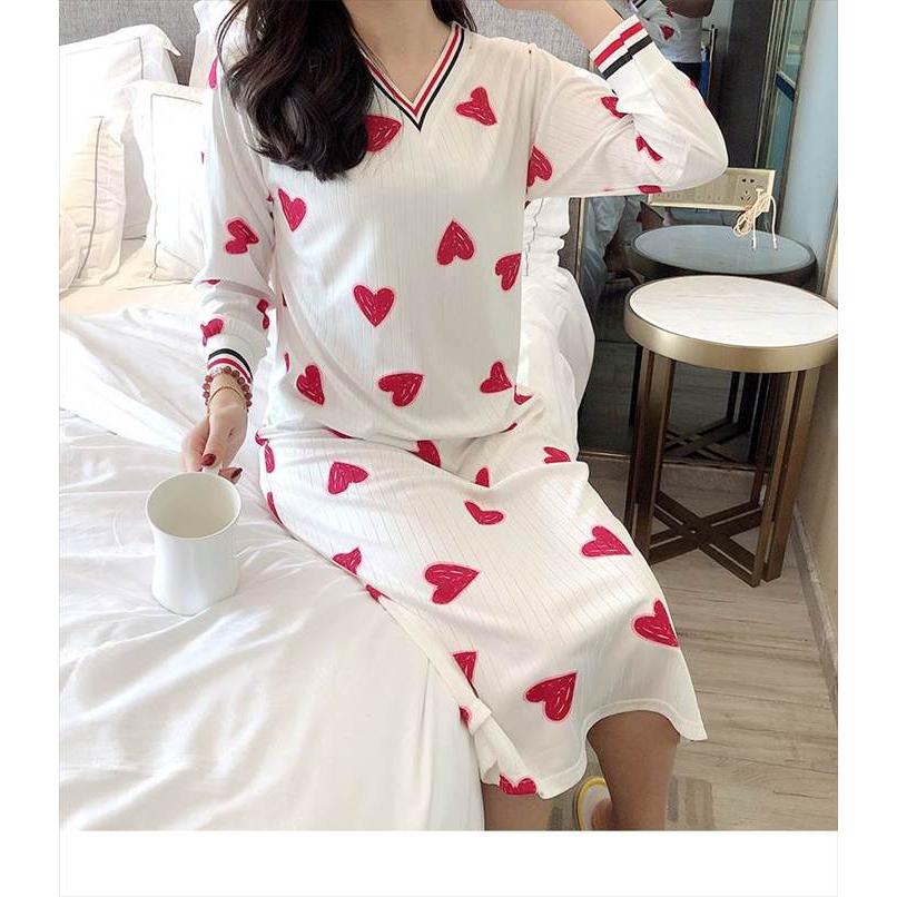 ハート柄パジャマ パジャマネ グリジェ ワンピースパジャマ 長袖 ロングスリーブ 秋 冬 トレンド トレンディ シンプル 大人かわいい お家時間 ルーズ ゆるかわ |  | 06