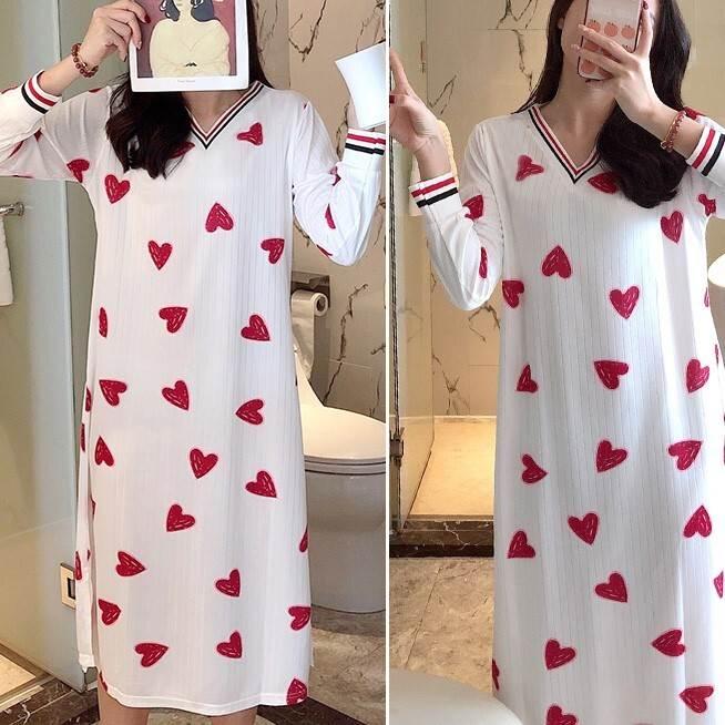 ハート柄パジャマ パジャマネ グリジェ ワンピースパジャマ 長袖 ロングスリーブ 秋 冬 トレンド トレンディ シンプル 大人かわいい お家時間 ルーズ ゆるかわ |  | 07
